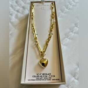 💛House of Harlow 1960 Gold Tone Puffy Heart Pendant Necklace